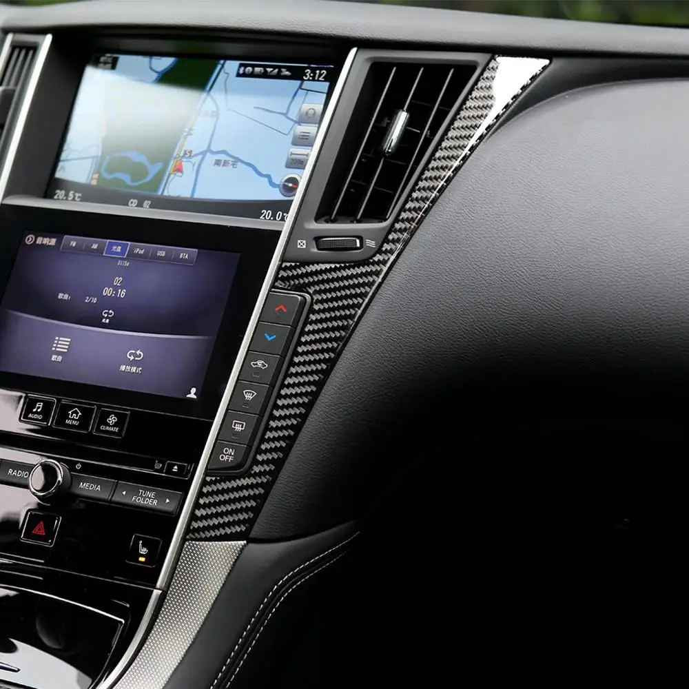 Углеродное волокно центральная консоль Панель рамка Накладка для Infiniti Q50 V37+ украшение интерьера автомобиля комплект