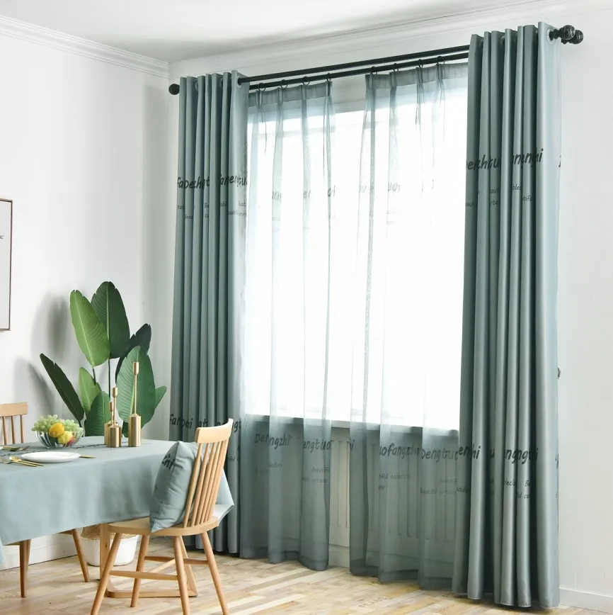 Moderne Voile Filet Rideaux Prêts gris vert marron Living salle à manger chambre à coucher