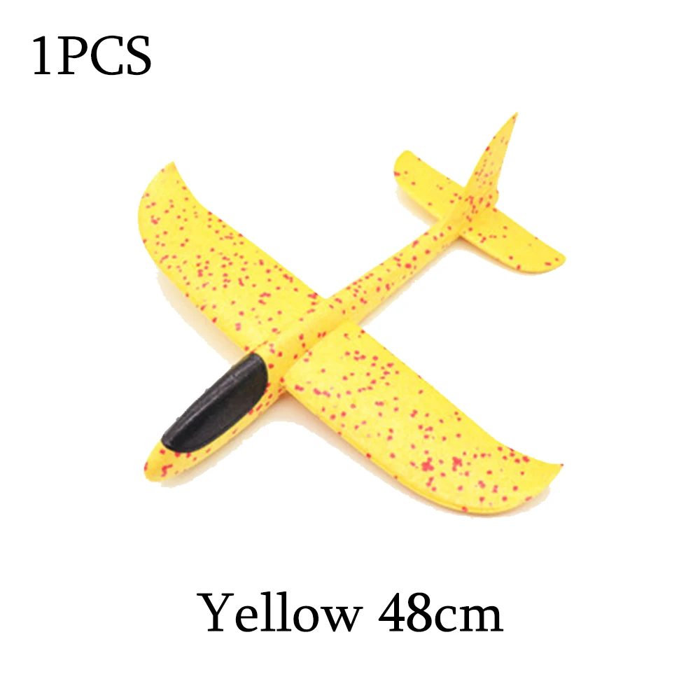 1pcs Yellow 48cm Пенопластовый игрушечный самолет, 36 см 48 см, режим полета, планер, инерционные модели самолетов, самолеты для детей, Спорт на открытом воздухе - Цвет: 1pcs Yellow 48cm