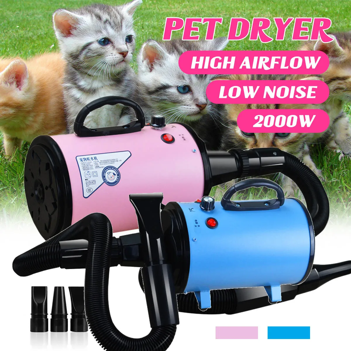 2000W 220V240V Dryer Blower Variable Speed Portable Dog Cat Pet Blow
