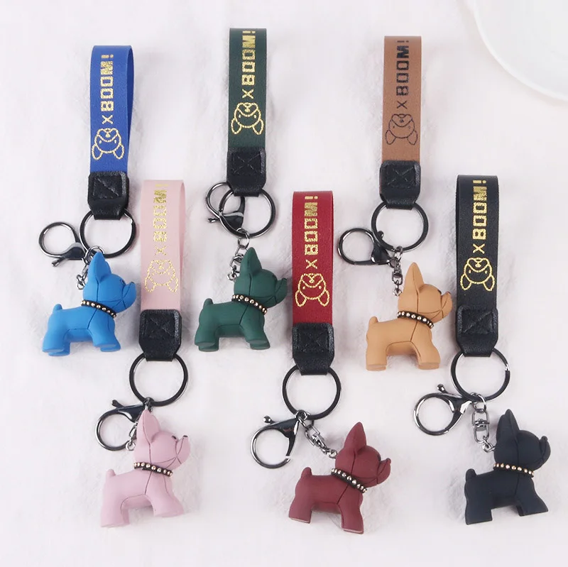 coach leather dog keychain