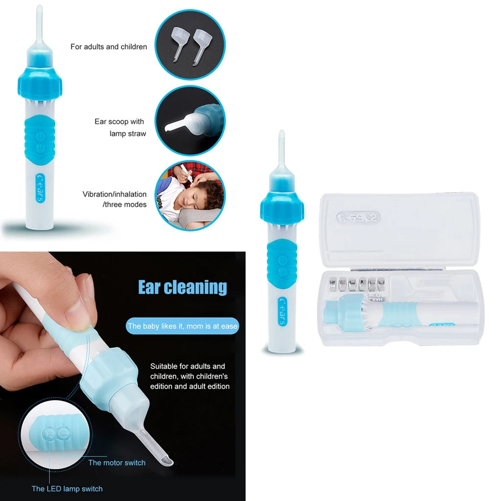 Kids Electric Ear Wax Removers Suction Earwax Tool Earpick Painless Cordless
