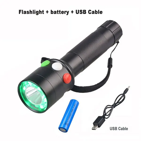 with usb cable TMWT сигнал светло-зеленый красный, белый Q5 светодиодный фонарик Перезаряжаемые с 18650 Батарея - Испускаемый цвет: with usb cable