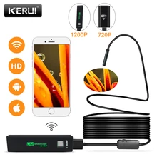 KERUI WIFI endoskop kamera Mini su geçirmez yumuşak kablo muayene kamera 8mm 1M USB endoskop Borescope IOS endoskop iphone