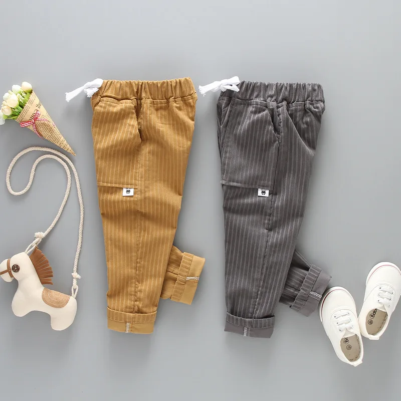 Лидер продаж; Новинка; детская одежда; сезон осень; повседневные брюки в Корейском стиле для детей; модные эластичные полосатые брюки для мальчиков
