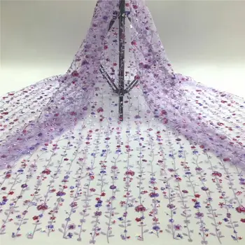 

popular black sequins lace fabric 2020 high quality embroidery with sequins African tulle fabrics for garment sewing A2252116