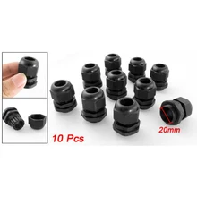 M20 x 1.5 Plastic Waterproof Cable Glands, Pack of 10 pcs Black