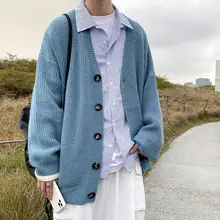 

FOR Men Cardigan Autumn 2022 Male Outwear Tops Sweaters Knit Solid Loose Casual Preppy Style Korean Fashion Knitwear Coat Pull
