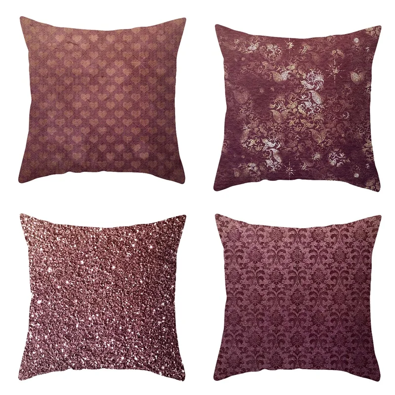 

4 Pcs/Set Gilt Pattern Digital Printing Pillowcase Sofa Car Cushion Cover Sofa Embrace Cushion Pillow Case Home Decor Rose gold