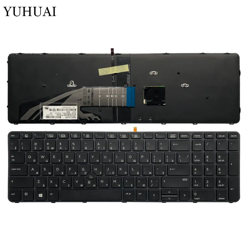

New Russian backlit laptop keyboard For HP Probook 650 G2 655 G2 black RU keyboard with Pointer