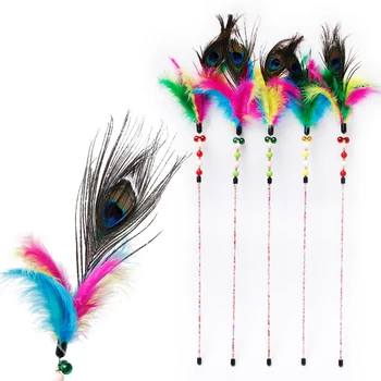 

Handmade Colorful Kawaii Teaser Feather Toys Kitten Amusement Inteligence Cat Toys Interactive for Training Rod Cat Wand Gifts