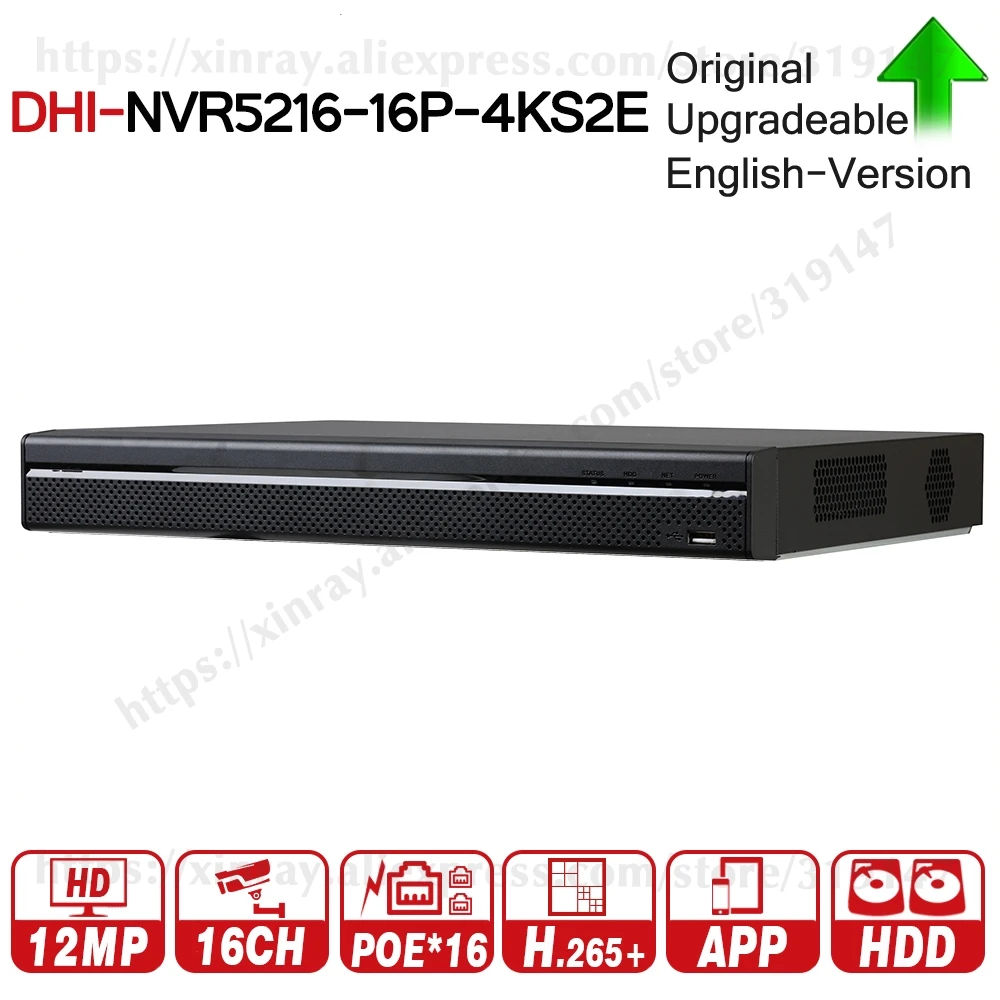 Dahua Pro 16CH NVR NVR5216-16P-4KS2E With 16CH PoE Port Support Two Way Talk e-POE 800M MAX Network