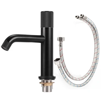 

New Water Faucet Bathroom Water Tap G1/2in Simple Retro Style Electrophoresis Vertical Basin Faucet Hot Cold Water Mixing Tap