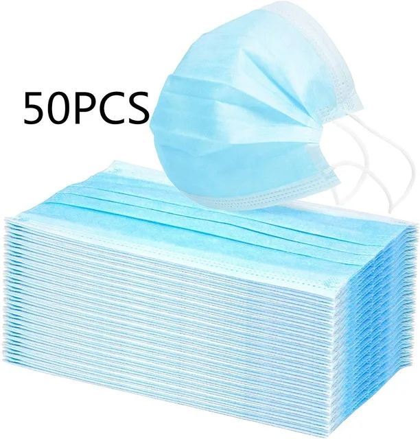 

50pcs Anti Dust kit for Mouth Mask 3-Layer Masks Anti Dust Breathable Disposable Earloop Mouth Face Mask for Blocking Dust