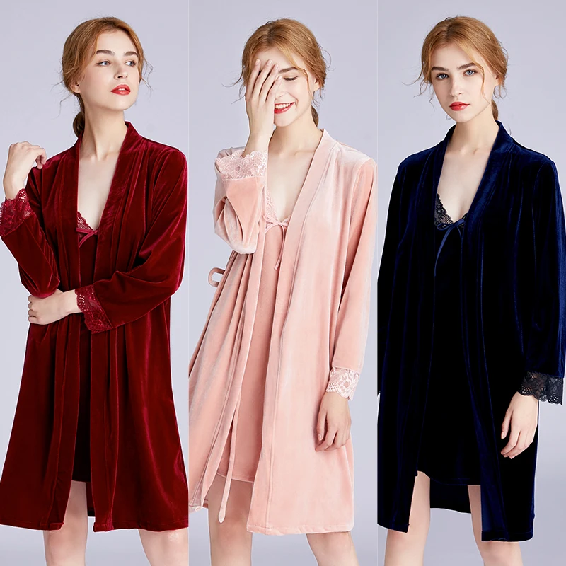 

New ladies Gold velvet robe wedding makeup robe embroidery Bride cardigan robe bride morning robe sleepwear S108