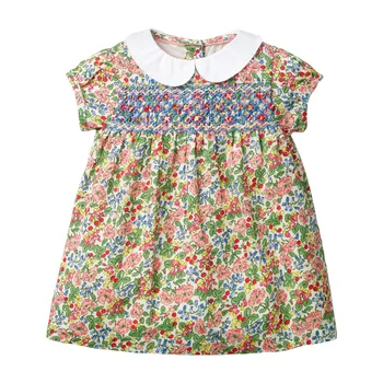 

Spain Kids Clothes Toddler Smocked Dresses for Girls Baby Peter Pan Collar Smocking Frocks Children Hand Made Embroidery Dress