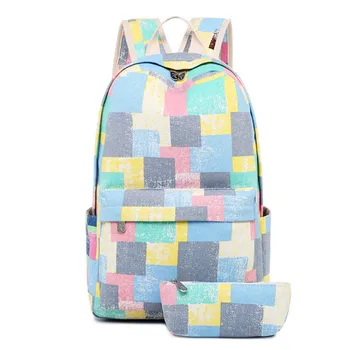 

2Pcs/set Printing Canvas School Bags for Teenagers Girls Vintage Schoolbags Female Backpacks mochila Travel Backpack Rucksack