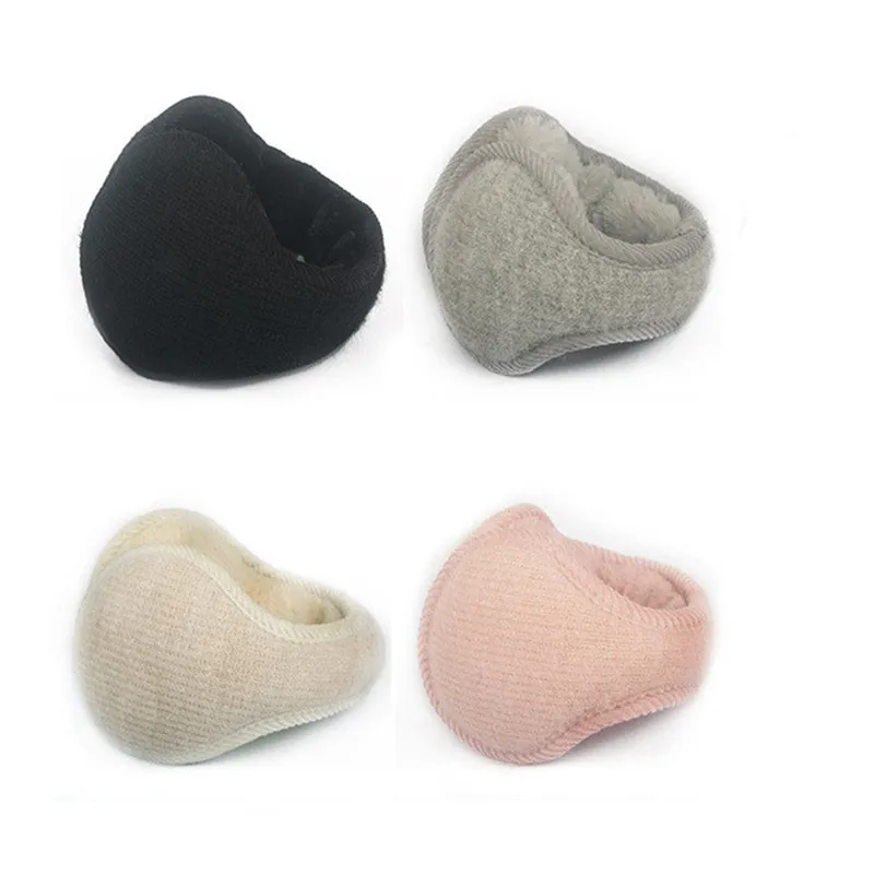 Rabbit Fur Knitted Plush Earmuffs Fashion Men Women Winter Warm Solid Earmuffs Adjustable Ear Warmer Soft Ear Muffs