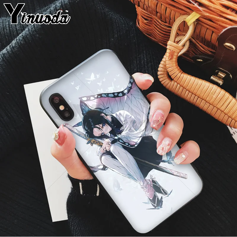 Yinuoda demon slayer kimetsu no yaiba TPU Мягкий силиконовый черный чехол для телефона iPhone 8 7 6S Plus X XS MAX 5 5S SE XR 11 11pro