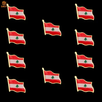 

10PCS Lebanese Republic 3D Waving Flag Brooch Neutral Safety Buckle Tie Denim Jacket Lapel Patriot Pins Brooch Badge Accessory