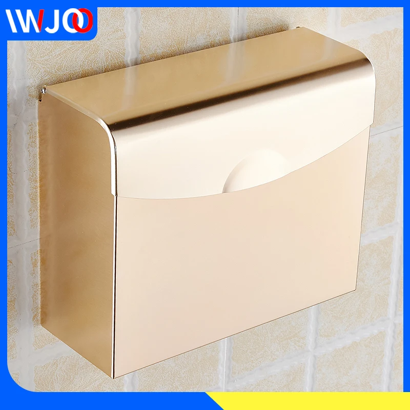 

Toilet Paper Holder with Shelf Gold Aluminum Toilet Roll Paper Tissue Storage Box Waterproof Paper Towel Dispenser Wall Mounted