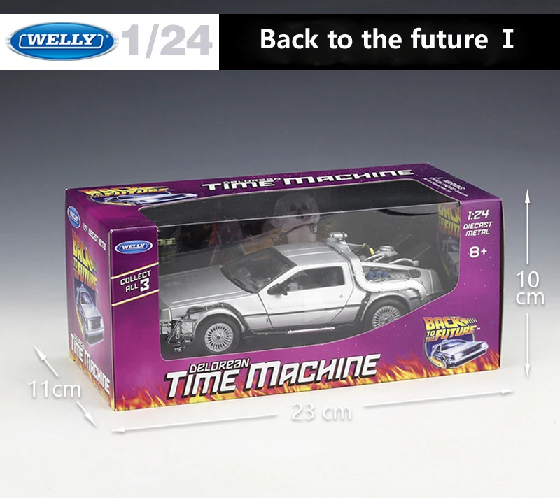  Welly 1:24 Diecast Alloy Model Car DMC-12 delorean back to the future Time Machine Metal Toy Car Fo