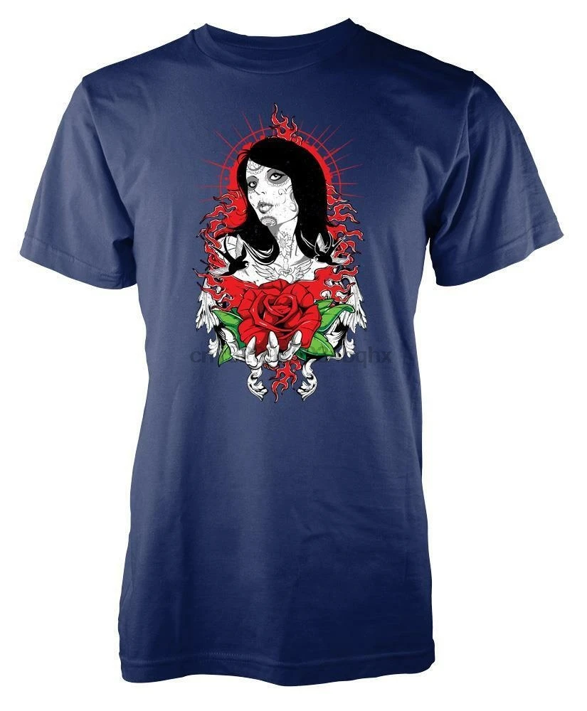 SACRED BIRD DEATH GIRL GODDESS QUEEN ROSE взрослая футболка S-XXL | Мужская одежда