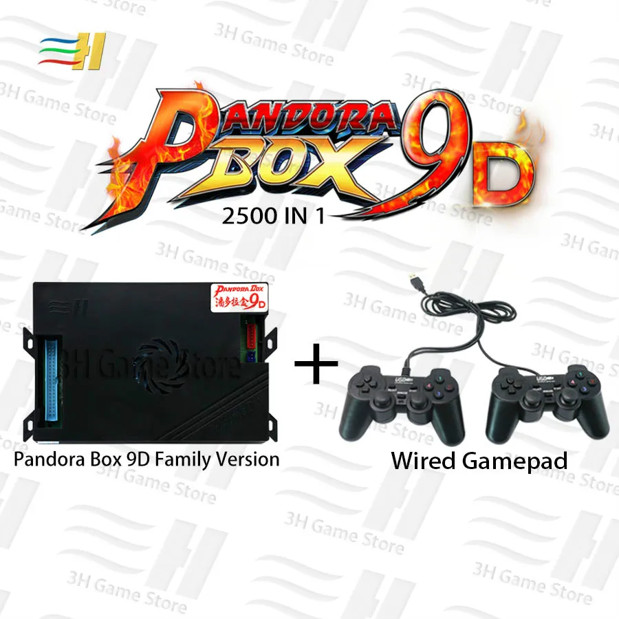 Pandora box 9d 2500 В 1 семейная версия материнская плата может 3P 4P игры usb подключение геймпад поддержка 3d tekken mortal kombat 1 2 3 4 - Цвет: 9D wired gamepad