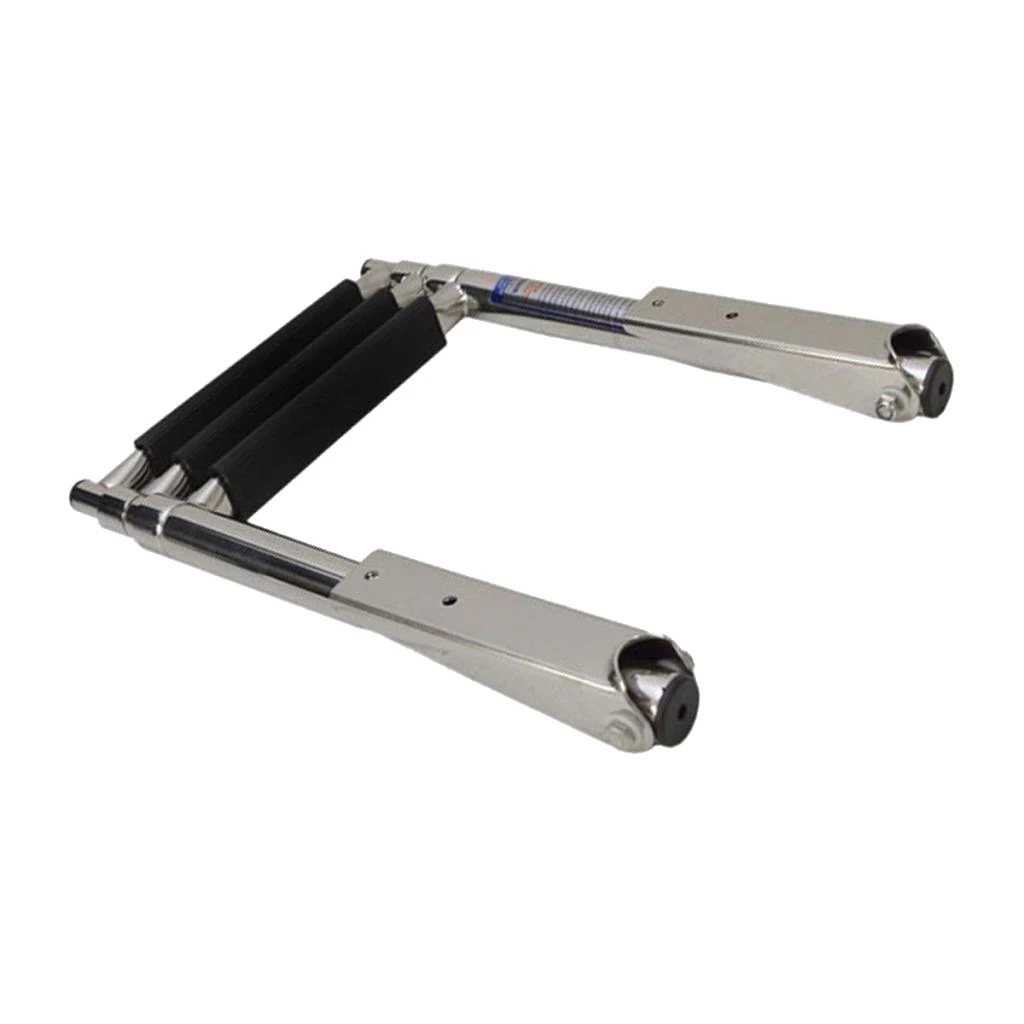 3 Step Boat Ladder Telescoping Folding Over Mount Under Platform Boarding Swim Step Stainless Steel Heavy Duty