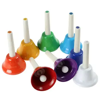 

8pcs/set Colorful Handbell Hand Percussion Bells Kit 8 Note Diatonic Metal Bell Musical Toys for Children Music Teaching