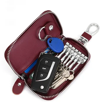 

2020 New Leather Key Case Car Lock Key Case Card Case Small Coin Purse wallet chain