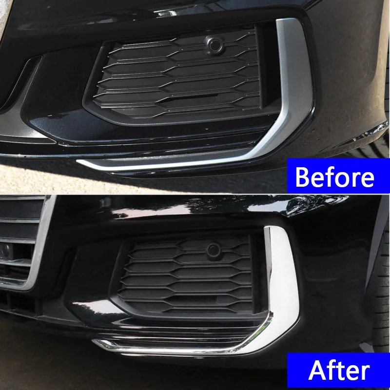 ABS Carbon Fiber Front Bumper Fog Light Frame Trim For Audi A6 C8 2019-2020 Fog Lamp Covers Decorative Accessories
