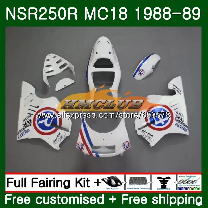 Комплект для HONDA NSR 250 R MC18 PGM2 СМП 250R NS250 NSR250R 1988 1989 100CL. 51 MC16 NSR250 R RR NSR250RR 88 89 синий топ обтекатель - Цвет: No. 1