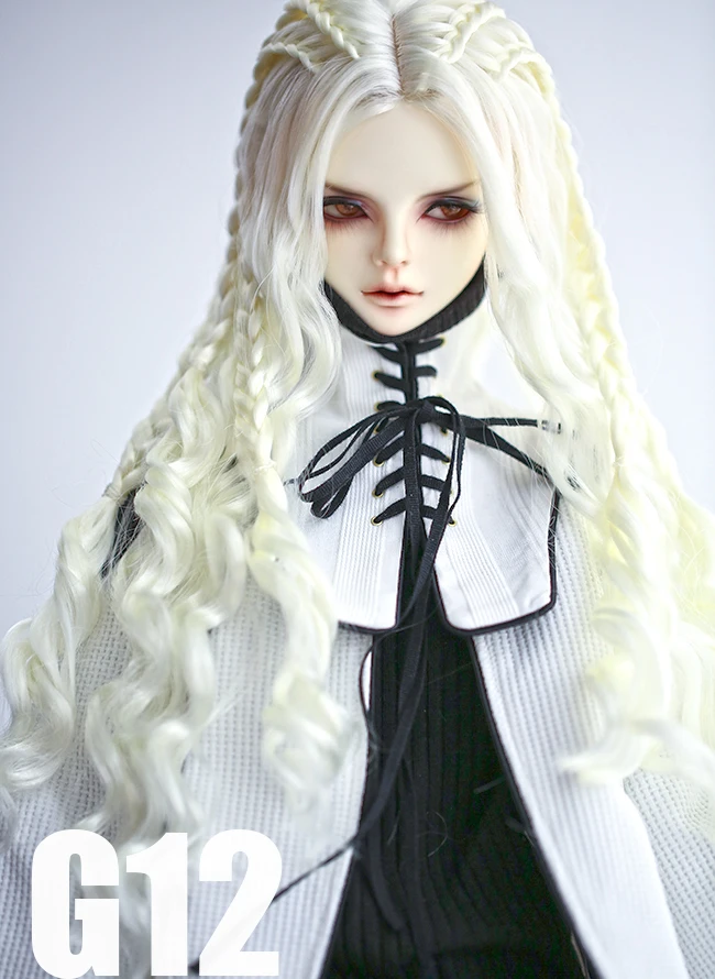 Парик для куклы BJD, белые длинные кудрявые волосы, косичка, парик Daenerys 1/3 MDD UNCLE 21,5-23,5 см, высокое качество, парик из мохера, аксессуары для куклы