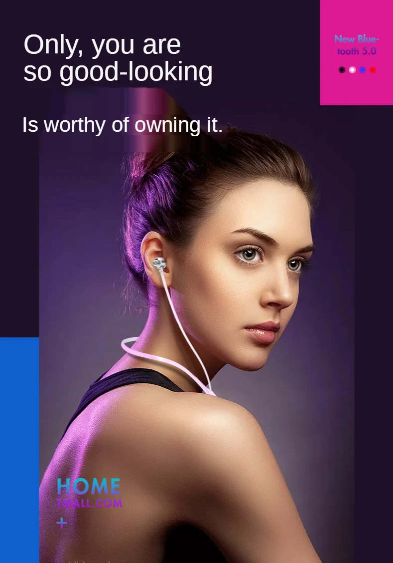 New 16 Hours 6D Magnetic-suction Bluetooth Headset 5.0 Neck-mounted binaural neck mobile wireless Ruinning Sport  headset ► Photo 3/6