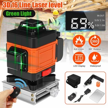 

16 Lines Laser Level 3D Self-Leveling 360 Horizontal And Vertical Cross with LED Display Green Laser Beam Line Measurement Tools