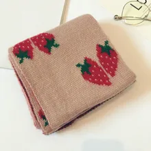 LDSLYJR осенне-зимний вязаный детский шарф, модный корейский стиль, шарф с вышивкой клубники для мальчиков и девочек 19