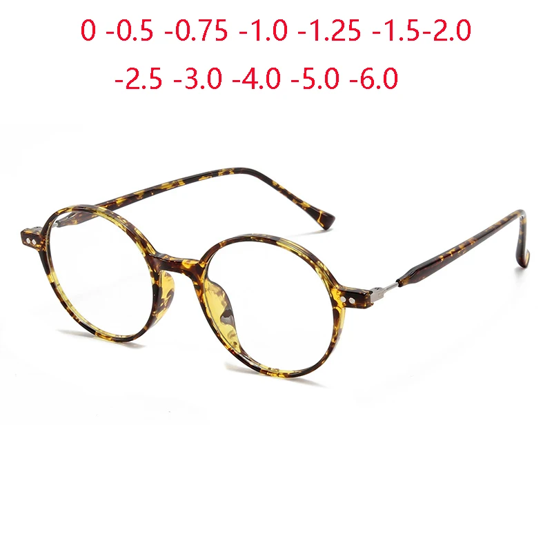 

0 -0.5 -0.75 To -6.0 Blue Light Blocking Round Prescription Glasses For The Nearsighted TR90 Student Myopic Spectacles Frame