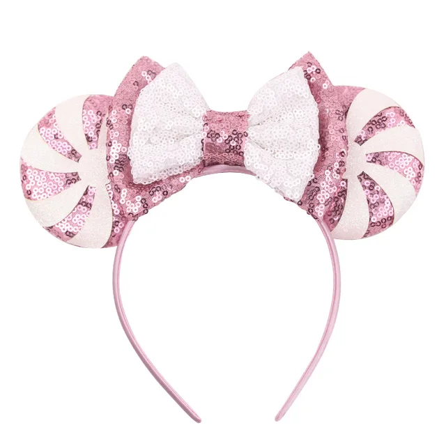 Disney Mickey Stitch Frozen Ears Headband Sequins Hair Bows Charactor For Women Festival Hairband Girls Hair Accessories Party 22