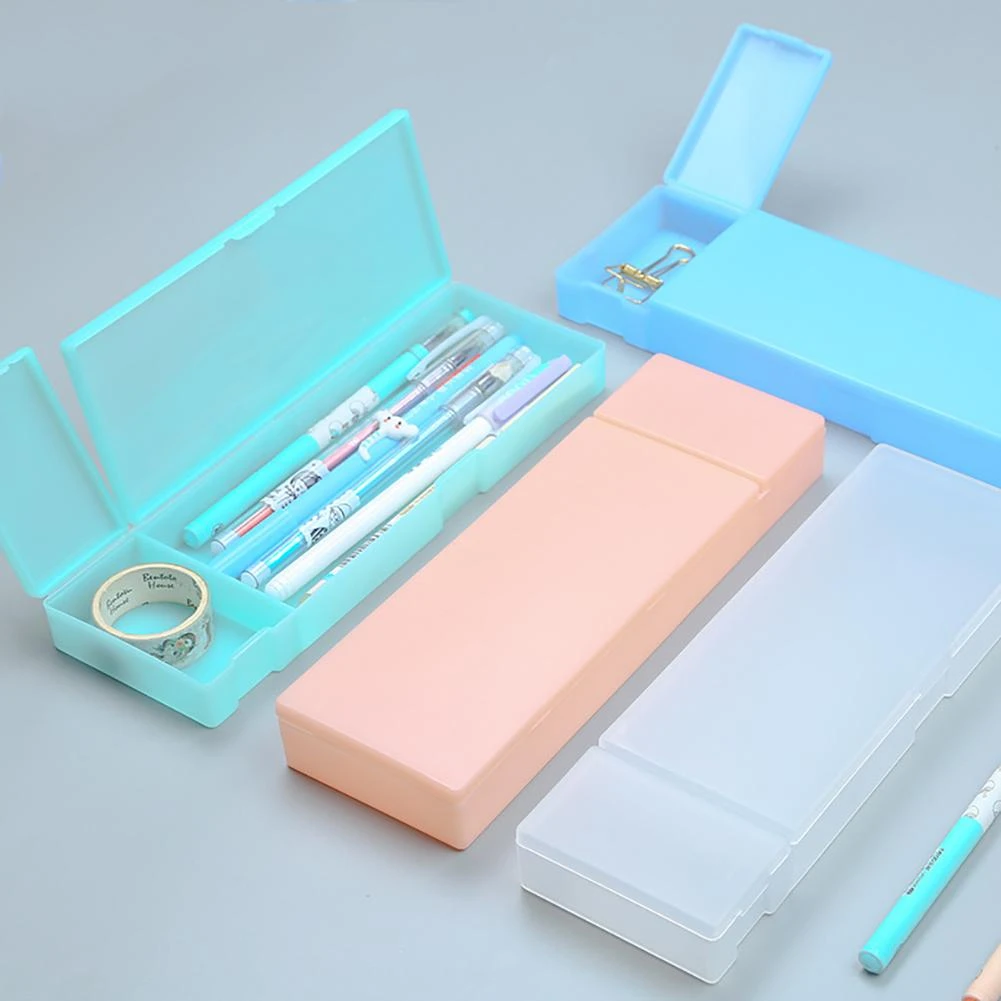 シンプルな透明ペンケースつや消しプラスチック鉛筆ペン収納ボックス文房具オフィス用品 Aliexpress Education Office Supplies