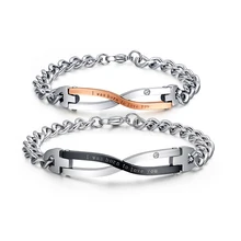 316L нержавеющая сталь переплетенный любовь пара браслет циркон титановая сталь браслет