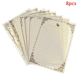 Lot de papier à lettres Vintage motif lapin fleur, lot de 8 feuilles de papier Kraft pour écriture, papeterie fournitures scolaires et de bureau 