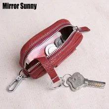 Женский мини-кошелек из натуральной кожи для ключей в Корейском стиле, кошелек для монет, первый слой из воловьей кожи, маленький кошелек, простая сумка на молнии