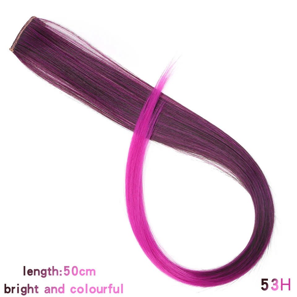 AILIADE 2" Цветные радужные синтетические накладные волосы, длинные прямые накладные волосы с эффектом омбре для женщин, розовые накладные волосы на заколках - Цвет: 53