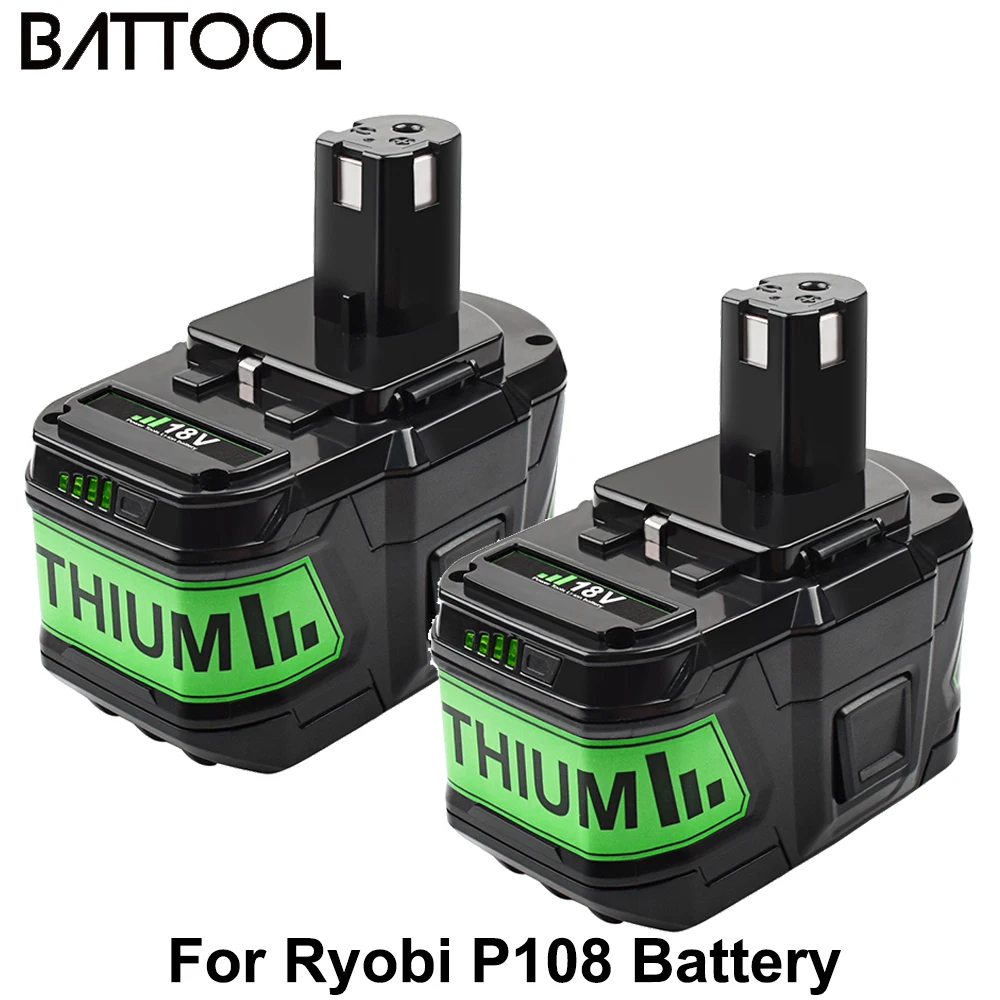 Запасная литиевая батарея 9000mah 18V для Ryobi P108 Li Ion аккумуляторная P109 P106 P105 P104 P103 RB18L50