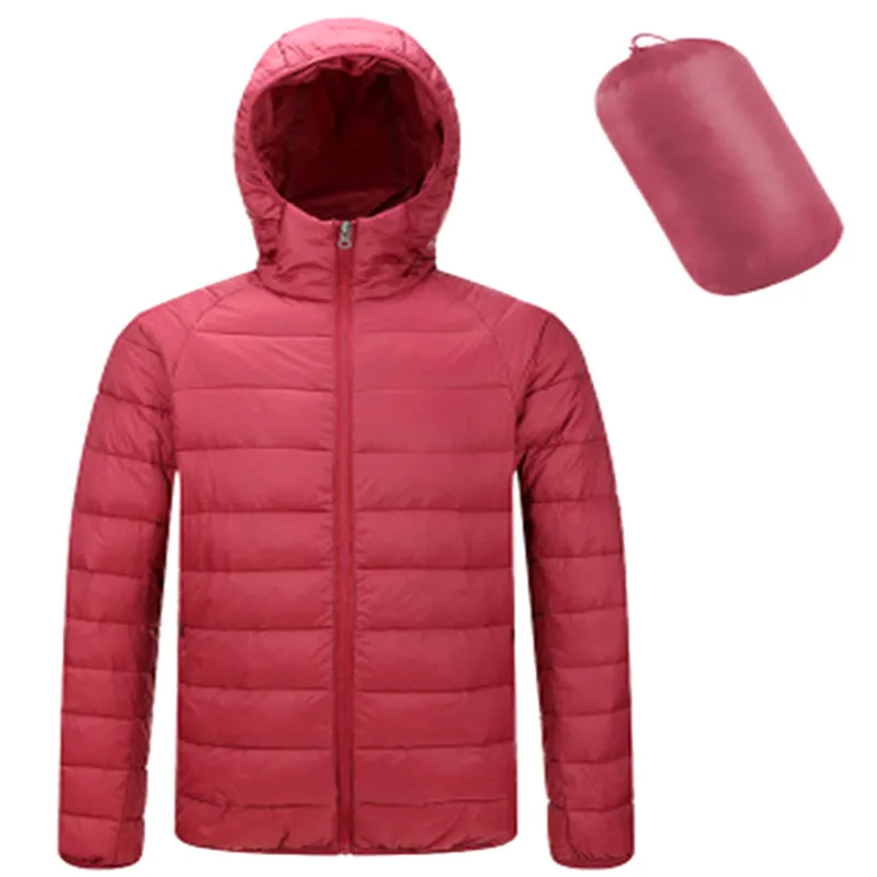 Новинка, повседневный ультра-светильник, мужской однотонный пуховик, Осень-зима, теплое пальто, высокое качество, плюс размер, 3XL, куртки для мужчин, парка с капюшоном - Цвет: Red