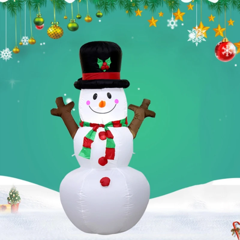 

1.6M Christmas Inflatable Props LED Lights Inflatable Snowman Hat LED Yard Art Decoration Yard Garden Christmas Toys