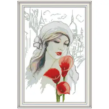 

Beauty and calla painting counted printed on the canvas 11CT 14CT DIY kit Cross Stitch embroidery needlework Sets home decor