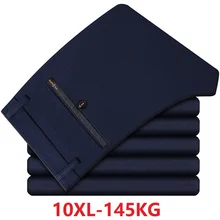 Большие размеры 48, 50, 52, 6XL, 7XL, 8XL, 9XL, 10XL, мужские брюки, строгие прямые брюки, осенние брюки, деловые темно-синие брюки