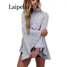 Autumn Gray 2020 Turtleneck Casual Women Blouse Long Sleeve Knitted Winter Back Slit Office Work Ladies Blusas Shirt Tops Autumn Gray 2020 Turtleneck Casual Women Blouse Long Sleeve Knitted Winter Back Slit Office Work Ladies Blusas Shirt Tops